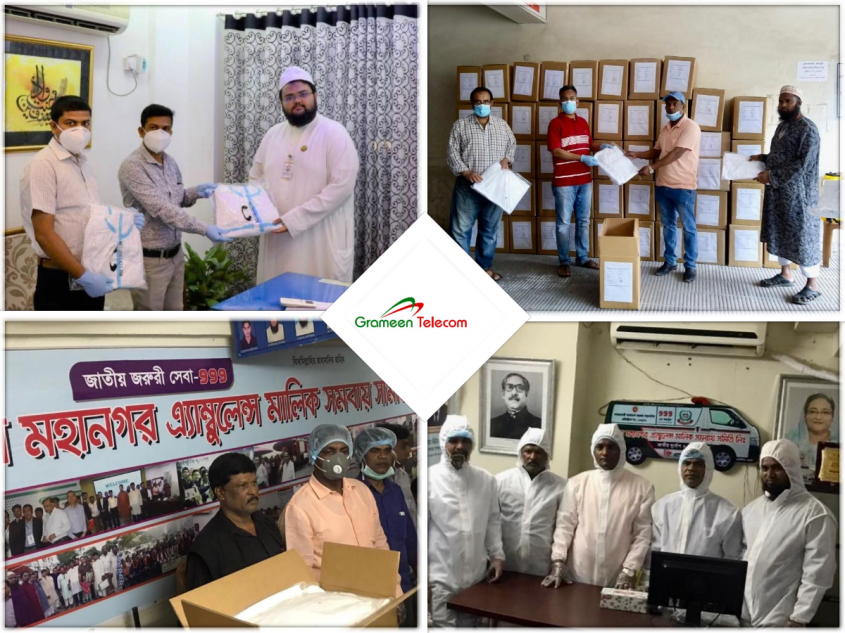 Grameen Telecom provides Personal Protective Gear and and Safety Equipment to Al-Markazul Islami Bangladesh and Dhaka Metropolitan Ambulance Owners Cooperative Society