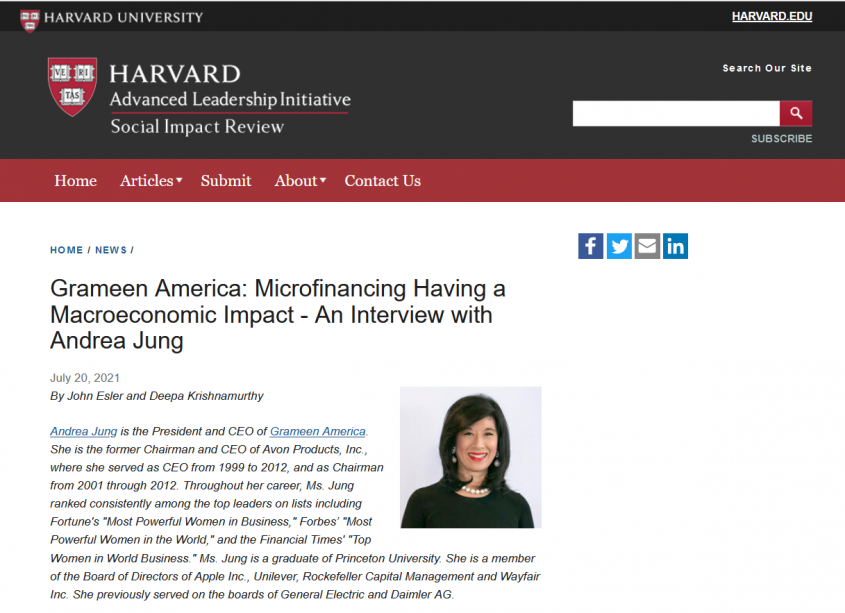 Grameen America: Microfinancing Having a Macroeconomic Impact - An Interview with Andrea Jung 