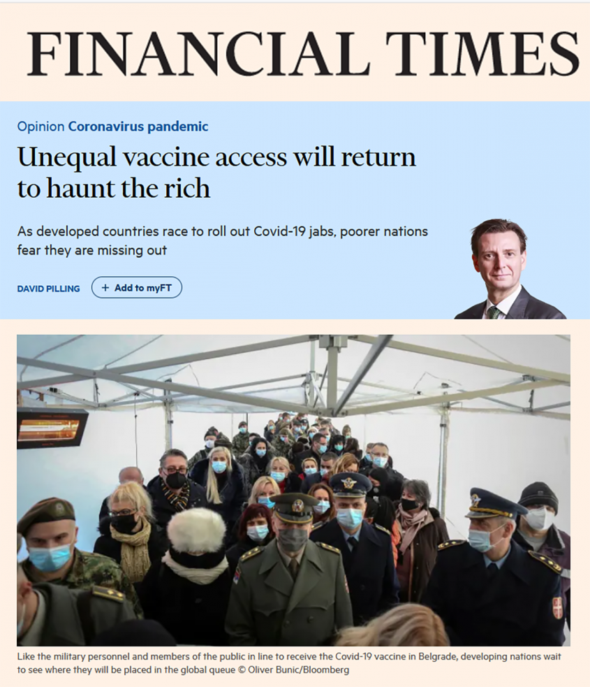Unequal vaccine access will return to haunt the rich 